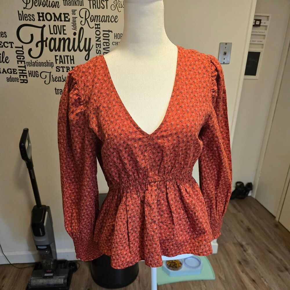 Madewell Women's White and Red Shirt